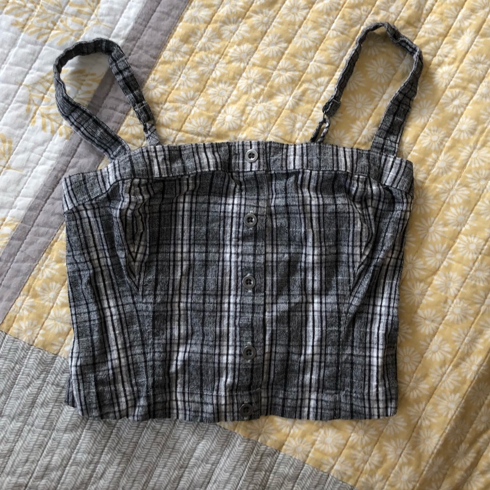 Hollister black and white plaid crop top